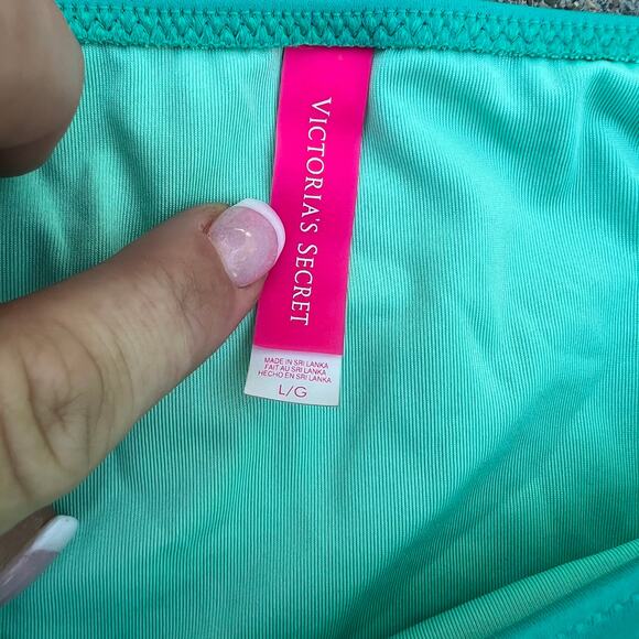 Victoria's Secret teal turquoise ruched side bikini swim bottoms LARGE - Picture 3 of 4